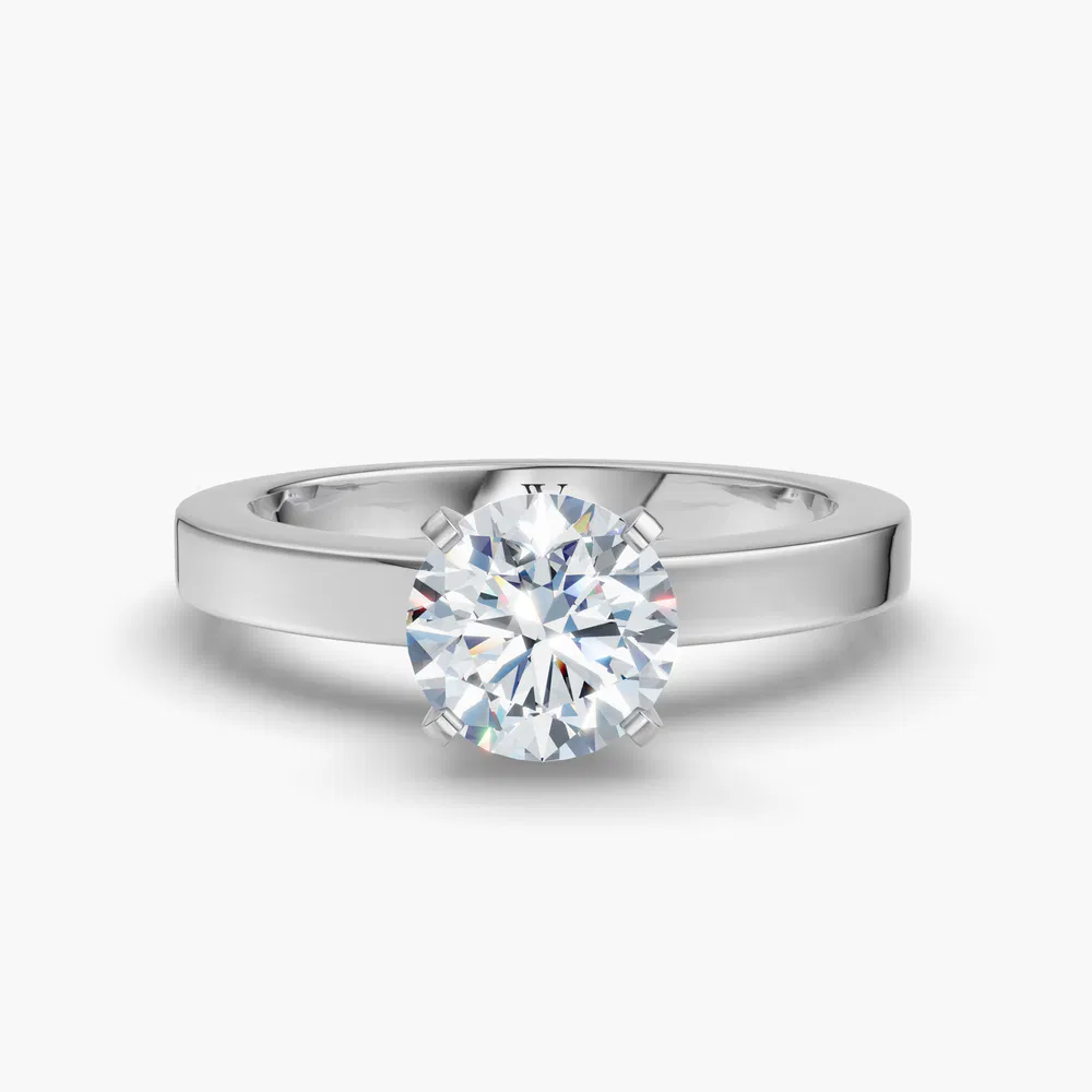 Elun 0.5 carat Lab Grown Diamond Round Cut Solitaire, Classic, Simple Engagement Ring in 14K White Gold