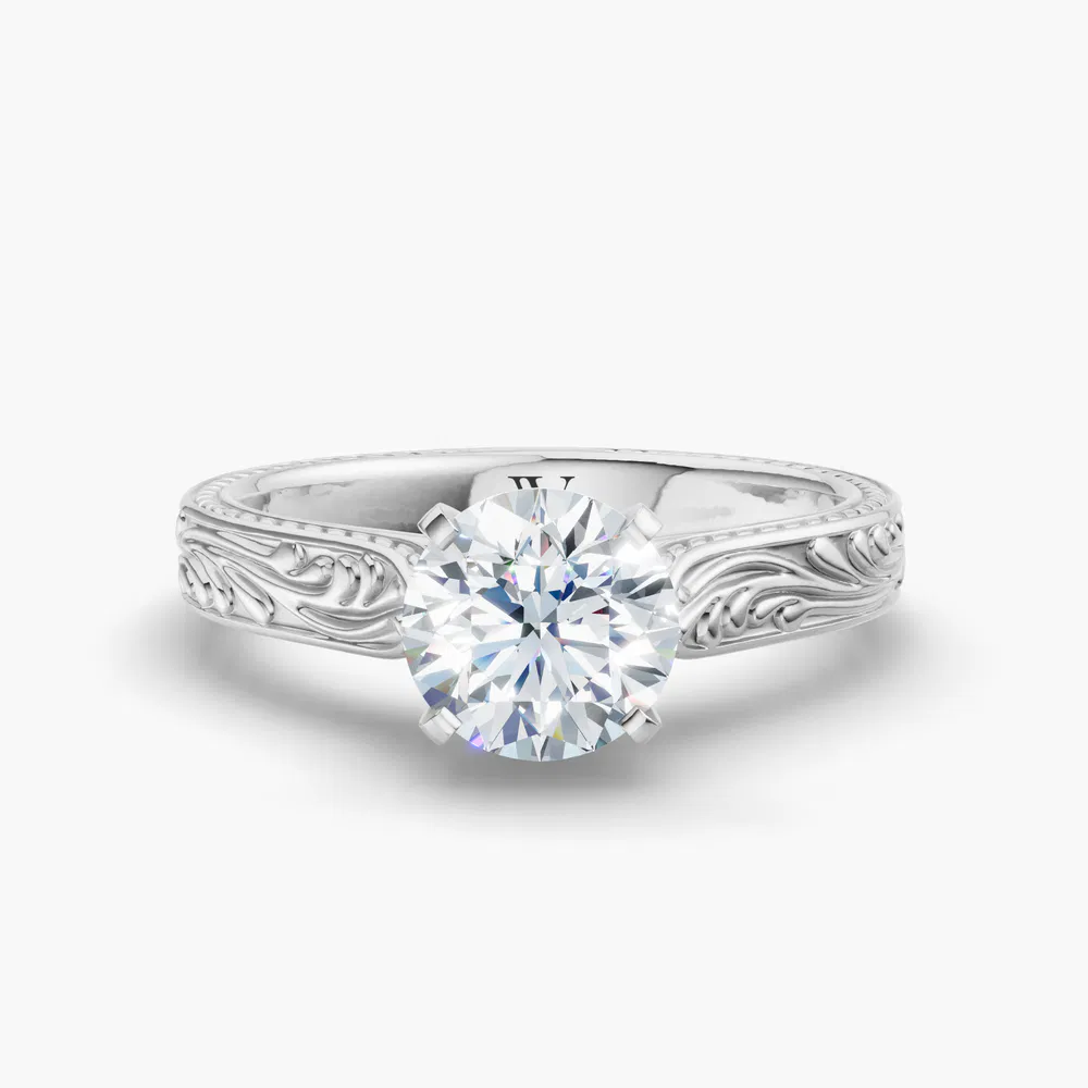 Nael 0.5 carat Lab Grown Diamond Round Cut Solitaire, Vintage, Cathedral Engagement Ring in 14K White Gold