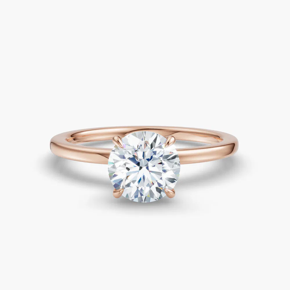 Helia 1 carat Lab Grown Diamond Round Cut Hidden Halo Engagement Ring in 14K Rose Gold