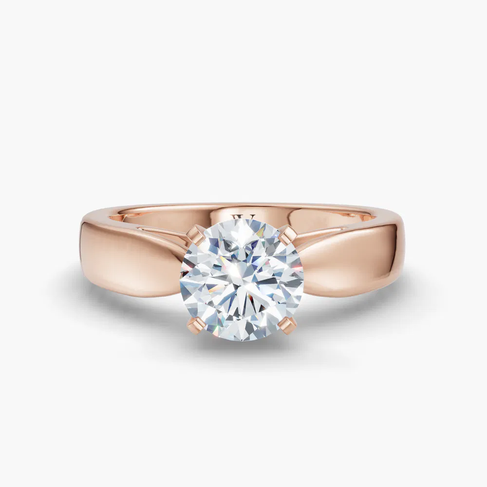 Arlo 1 carat Lab Grown Diamond Round Cut Solitaire, Cathedral Engagement Ring in 14K Rose Gold