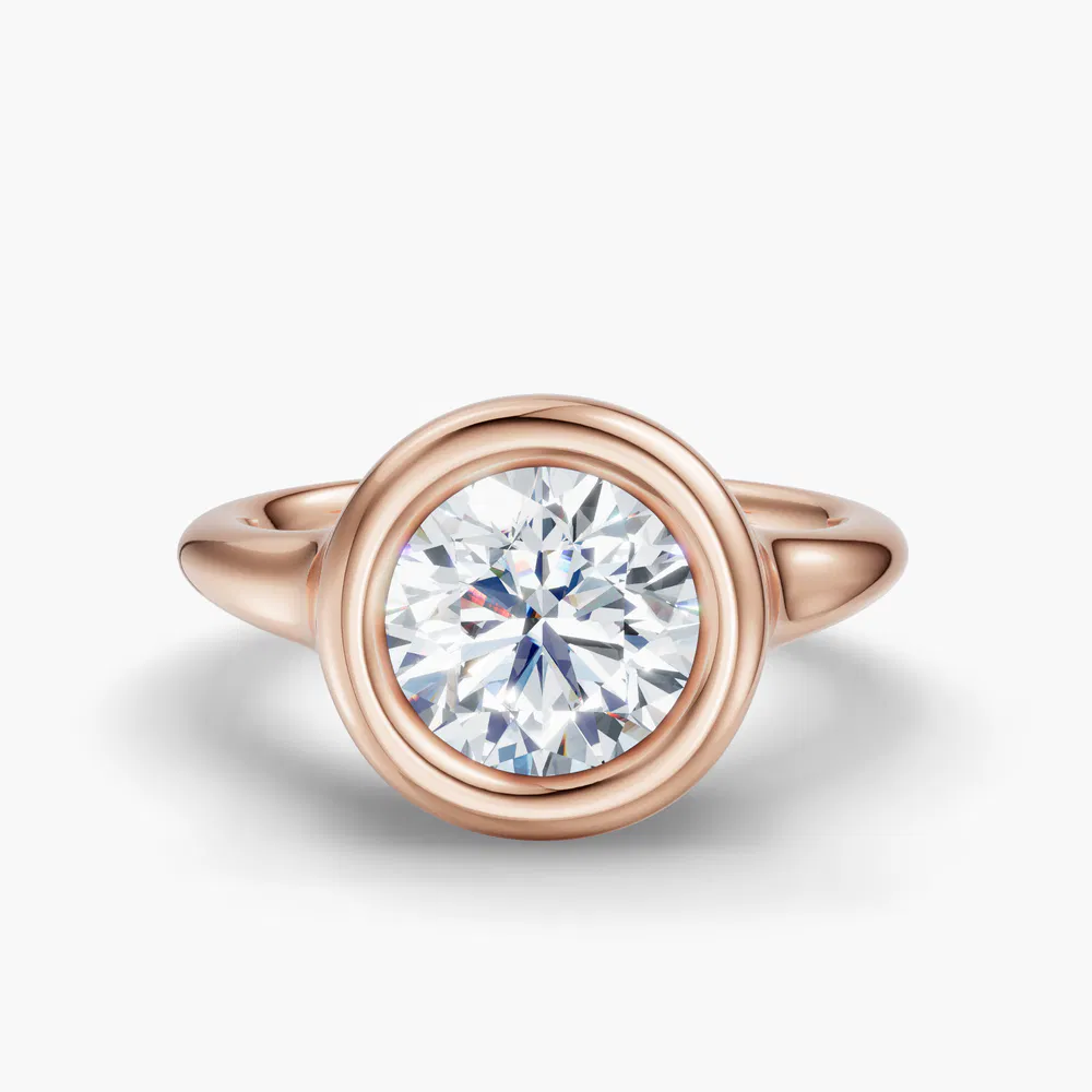 Zayn 1 carat Lab Grown Diamond Round Cut Solitaire, Bezel Engagement Ring in 14K Rose Gold