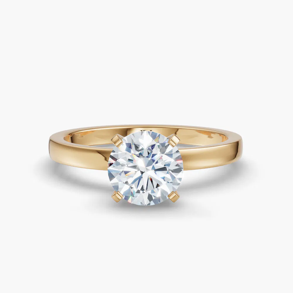 Ocea 1 carat Lab Grown Diamond Round Cut Solitaire, Classic, Simple Engagement Ring in 14K Yellow Gold