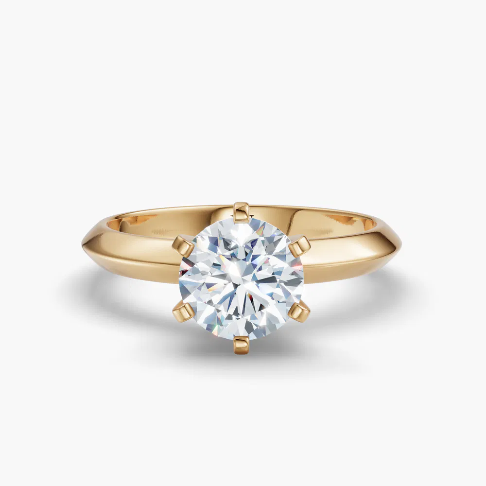 Aurori 1 carat Lab Grown Diamond Round Cut Solitaire, Classic, Simple Engagement Ring in 14K Yellow Gold