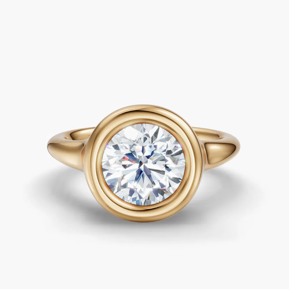 Zayn 1 carat Lab Grown Diamond Round Cut Solitaire, Bezel Engagement Ring in 14K Yellow Gold