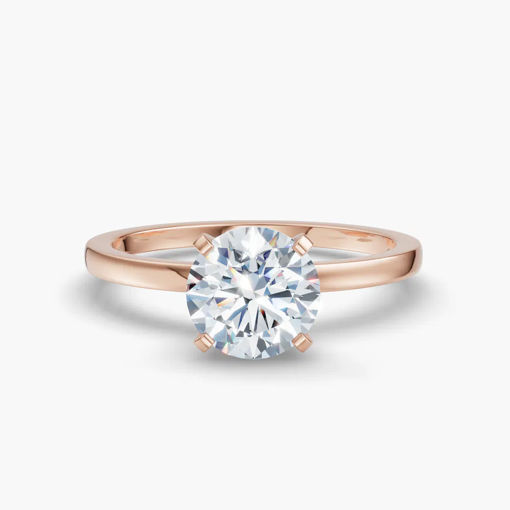 Cara 1 carat Lab Grown Diamond Round Cut Solitaire, Classic, Simple Engagement Ring in 18K Rose Gold