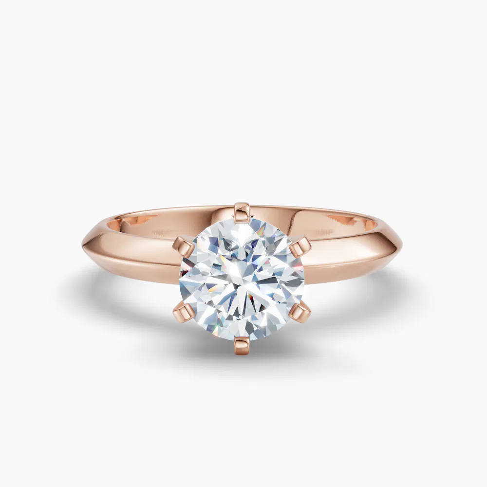Aurori 1 carat Lab Grown Diamond Round Cut Solitaire, Classic, Simple Engagement Ring in 18K Rose Gold