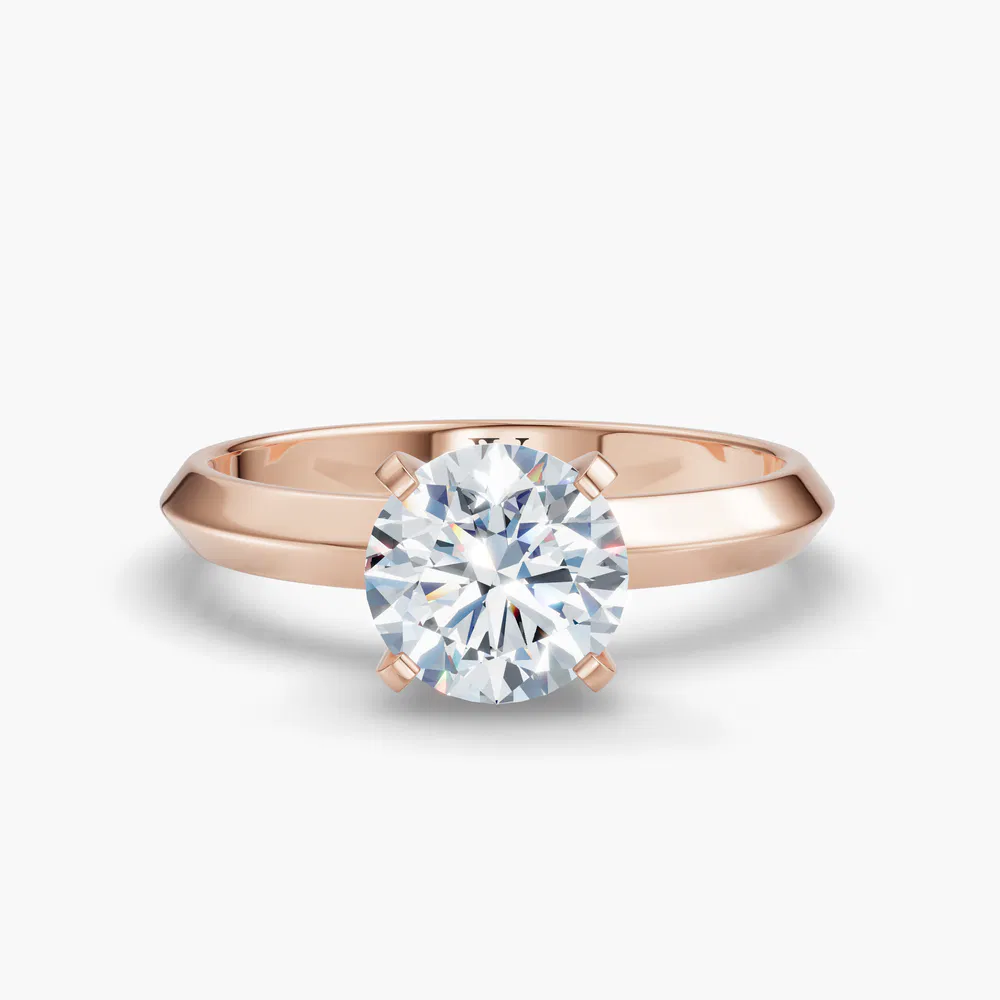 Marshi 1 carat Lab Grown Diamond Round Cut Solitaire, Classic, Simple Engagement Ring in 18K Rose Gold