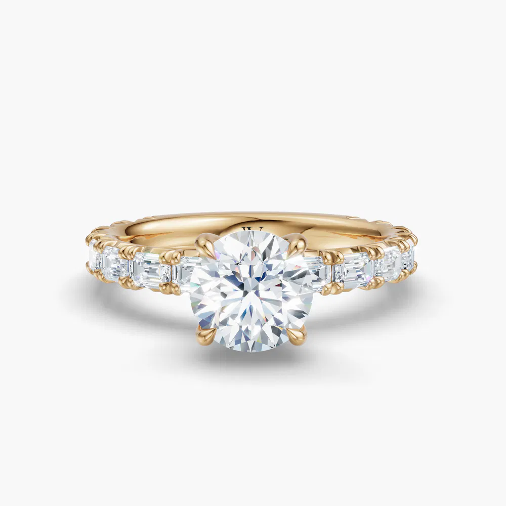 Jocelyn 1 carat Lab Grown Diamond Round Cut Pavé, Low profile, Classic Engagement Ring in 18K Yellow Gold