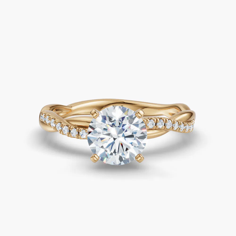 Obliq 1 carat Lab Grown Diamond Round Cut Pavé, Twist, Infinity Engagement Ring in 18K Yellow Gold