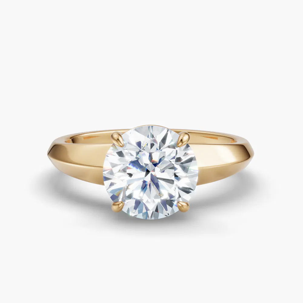 Jynx 1 carat Lab Grown Diamond Round Cut Solitaire, Low profile, Classic Engagement Ring in 18K Yellow Gold