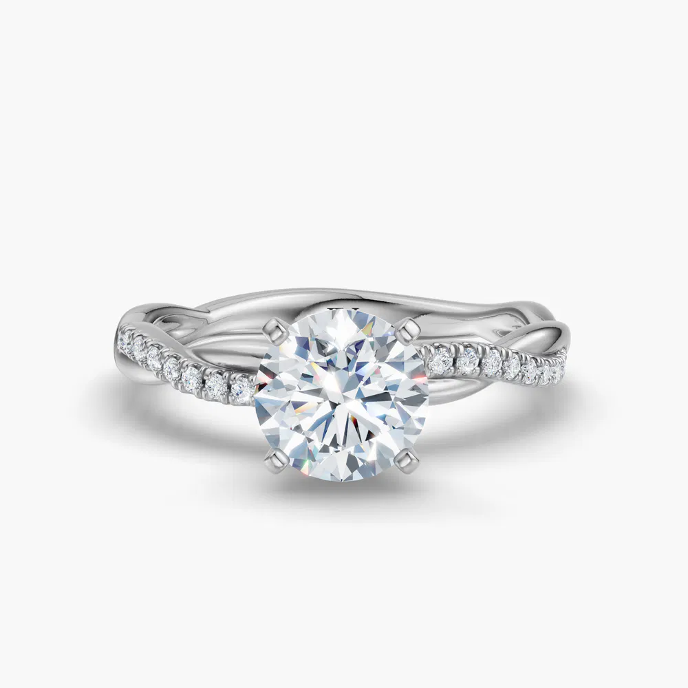 Obliq 2.5 carat Lab Grown Diamond Round Cut Pavé, Twist, Infinity Engagement Ring in 14K White Gold