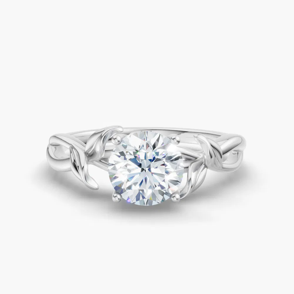 Mirel 2.5 carat Lab Grown Diamond Round Cut Solitaire, Vintage, Split Shank Engagement Ring in 14K White Gold