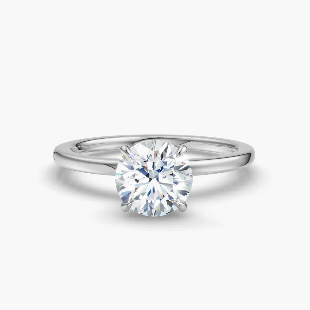 Helia 4 carat Lab Grown Diamond Round Cut Hidden Halo Engagement Ring in 14K White Gold