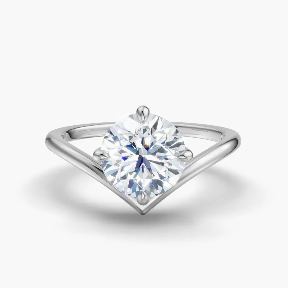Lira 4 carat Lab Grown Diamond Round Cut Solitaire, Floating Engagement Ring in 14K White Gold