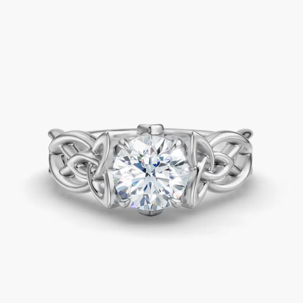 Certified 1 carat Lab Grown Diamond Round Cut Solitaire, Split Shank, Vintage Engagement Ring in 14K White Gold-Kaelin