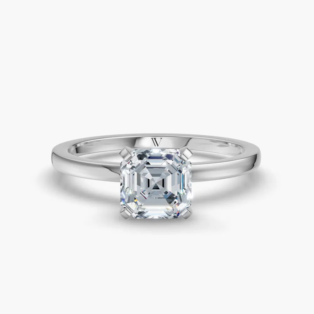 Cara 1 carat Lab Grown Diamond Asscher Cut Solitaire, Classic, Simple Engagement Ring in 14K White Gold