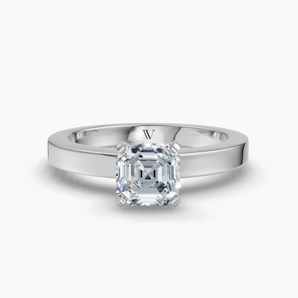Elun 1 carat Lab Grown Diamond Asscher Cut Solitaire, Classic, Simple Engagement Ring in 14K White Gold