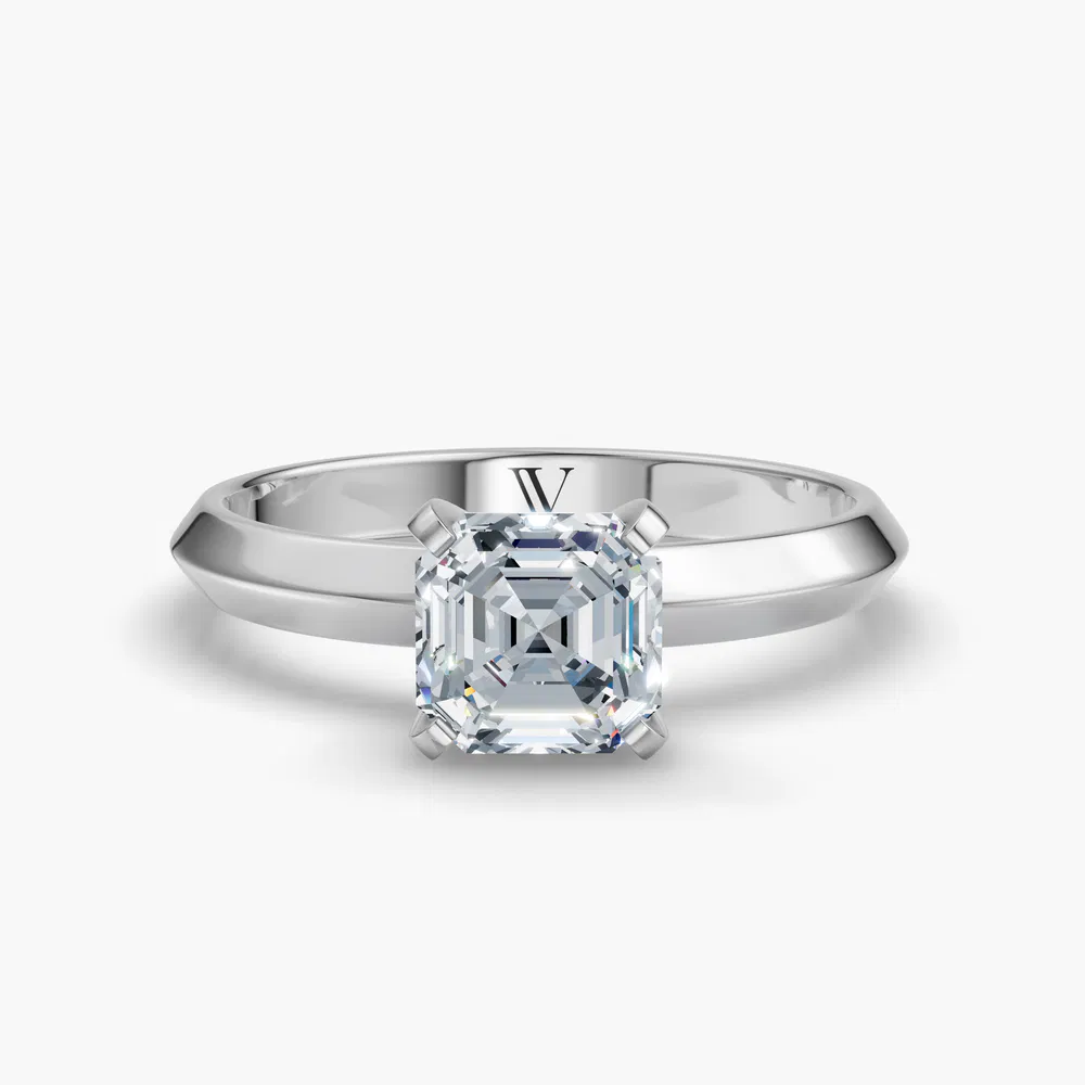 Marshi 1 carat Lab Grown Diamond Asscher Cut Solitaire, Classic, Simple Engagement Ring in 14K White Gold