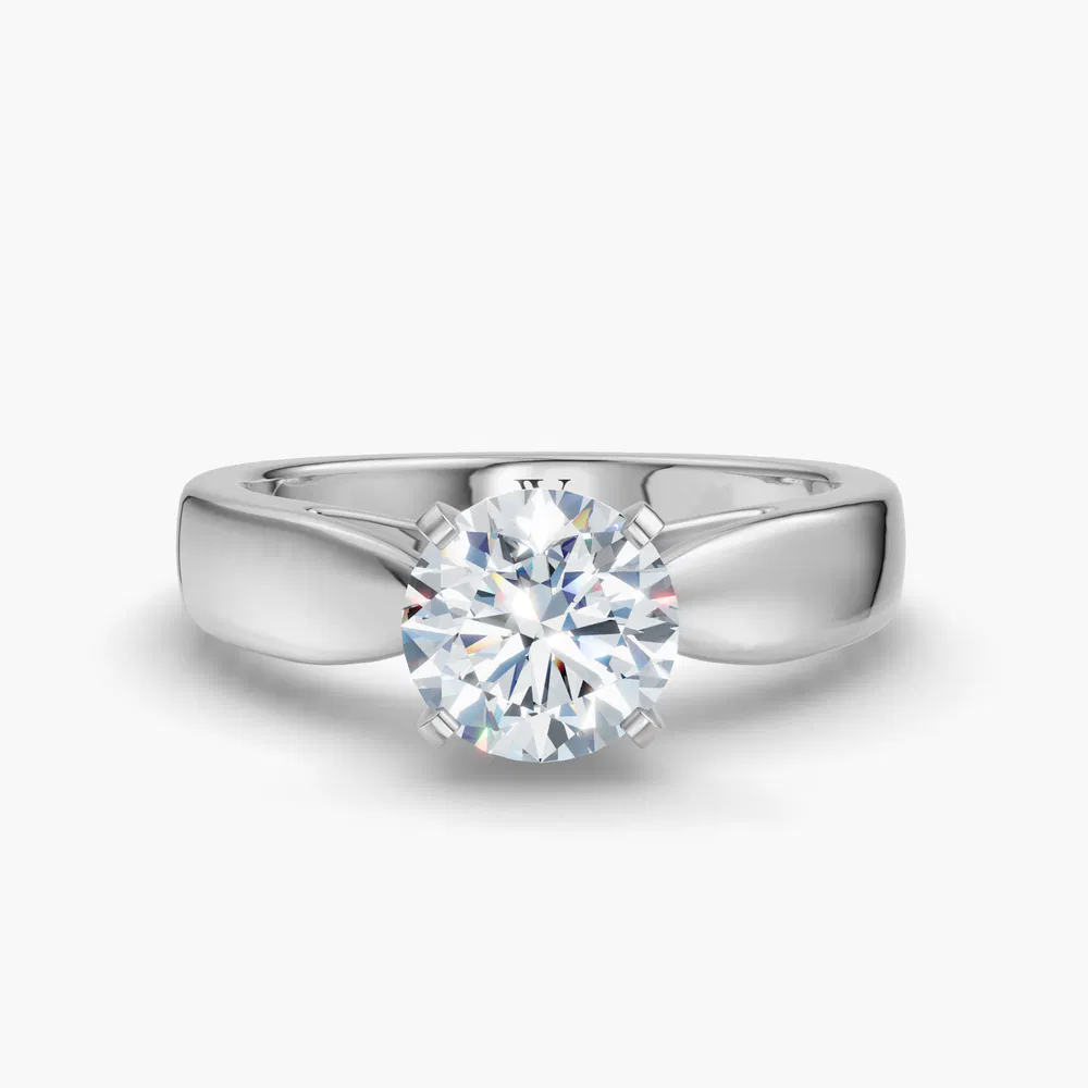 Arlo 1 carat Lab Grown Diamond Round Cut Cathedral, Solitaire Engagement Ring in 14K White Gold