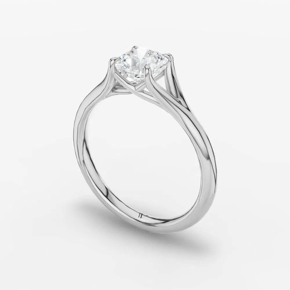 Certified 2 carat Lab Grown Diamond Cushion Cut Solitaire, Split Shank, Simple Engagement Ring in 14K White Gold-Zayfi