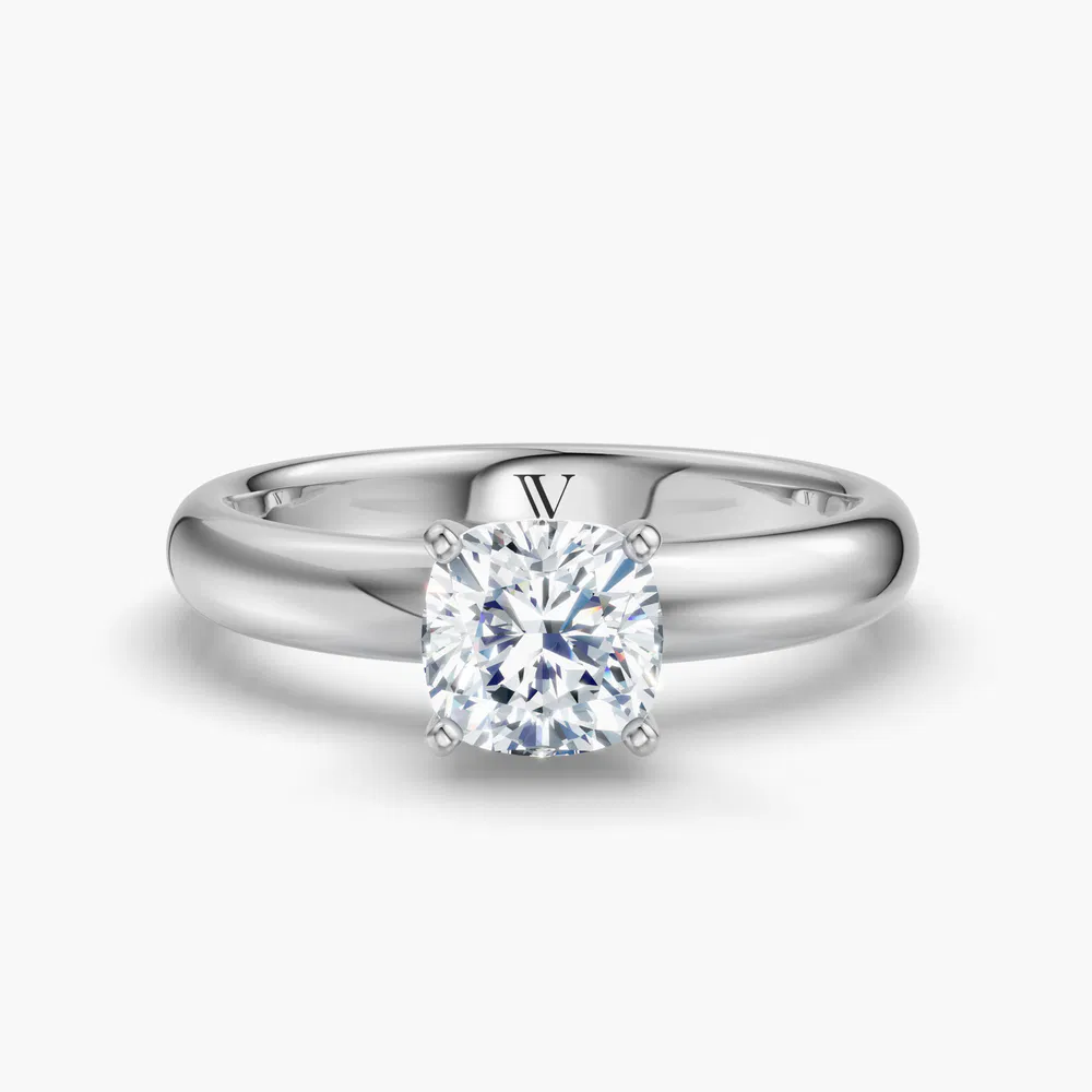 Certified 2 carat Lab Grown Diamond Cushion Cut Solitaire, Classic, Simple Engagement Ring in 14K White Gold-Sorrq