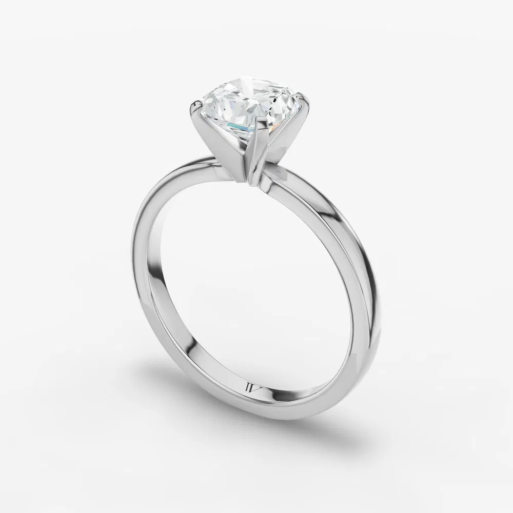 Certified 2 carat Lab Grown Diamond Cushion Cut Solitaire, Classic, Simple Engagement Ring in 14K White Gold-Ocea