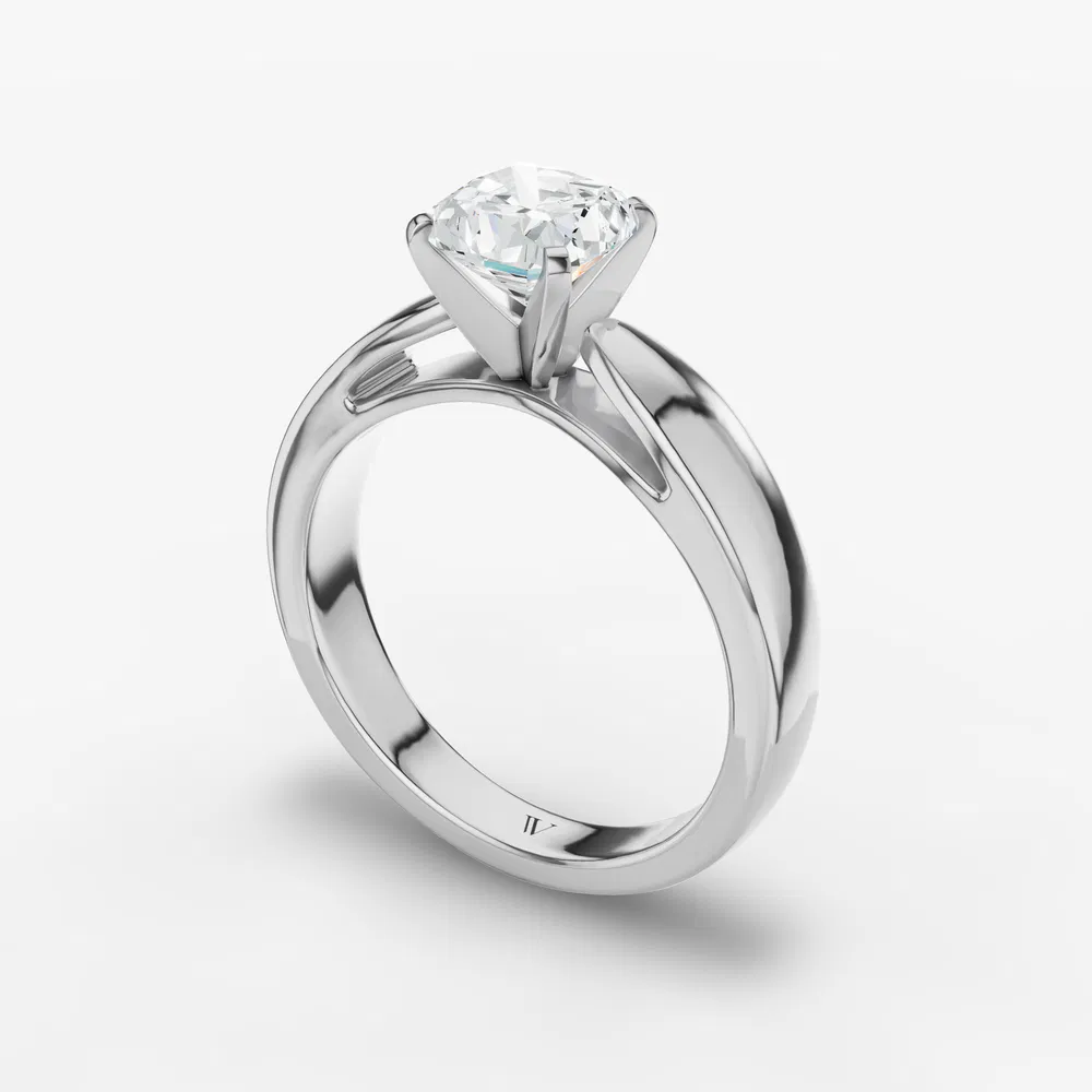 Certified 2 carat Lab Grown Diamond Cushion Cut Solitaire, Cathedral Engagement Ring in 14K White Gold-Arlo