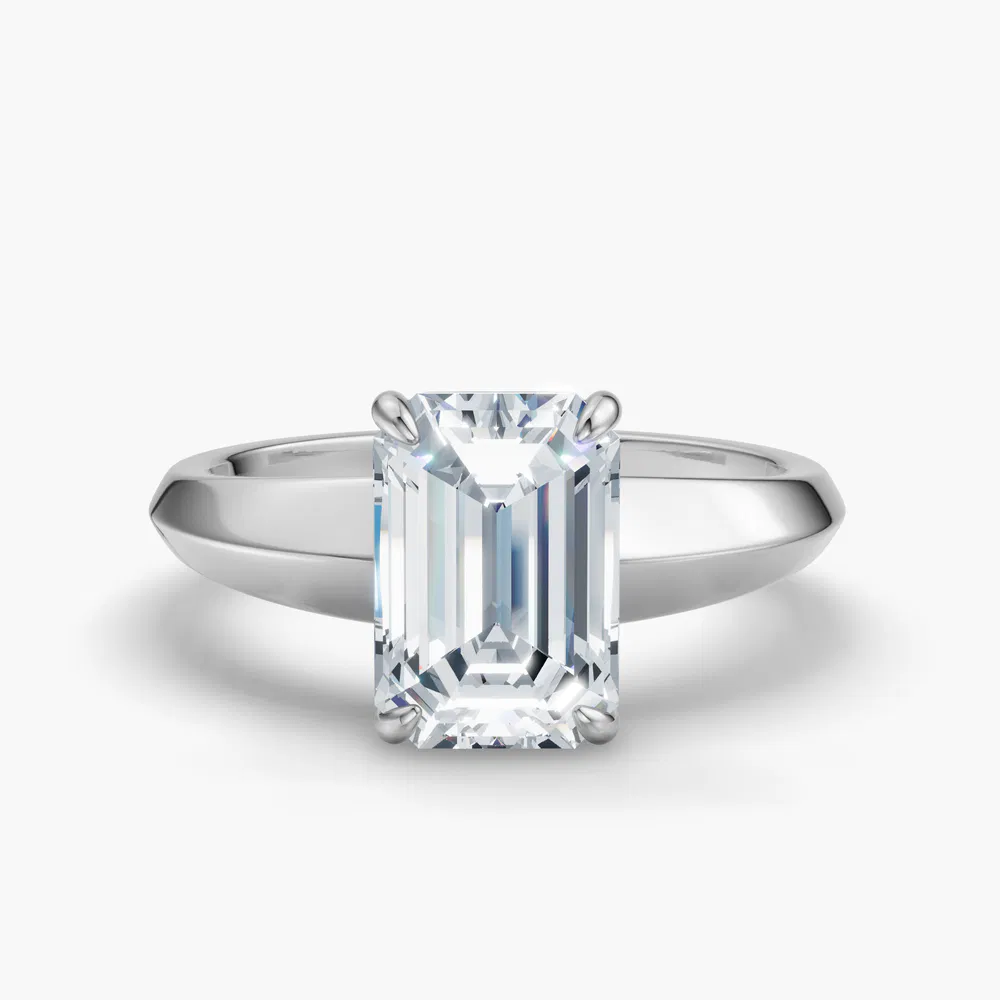 Certified 2 carat Lab Grown Diamond Emerald Cut Solitaire, Classic, Simple Engagement Ring in 14K White Gold-Jynx
