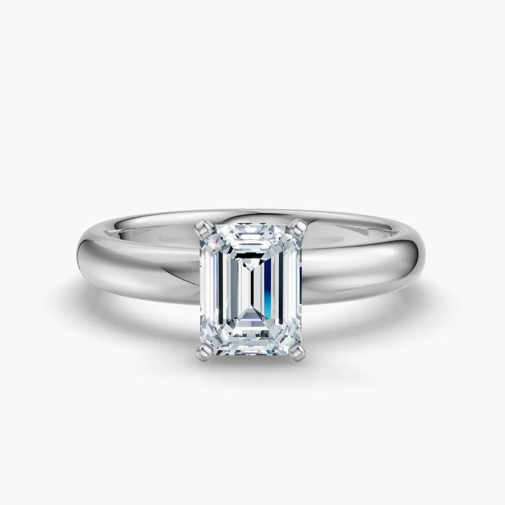 Certified 3 carat Lab Grown Diamond Emerald Cut Solitaire, Classic, Simple Engagement Ring in 14K White Gold-Sorrq