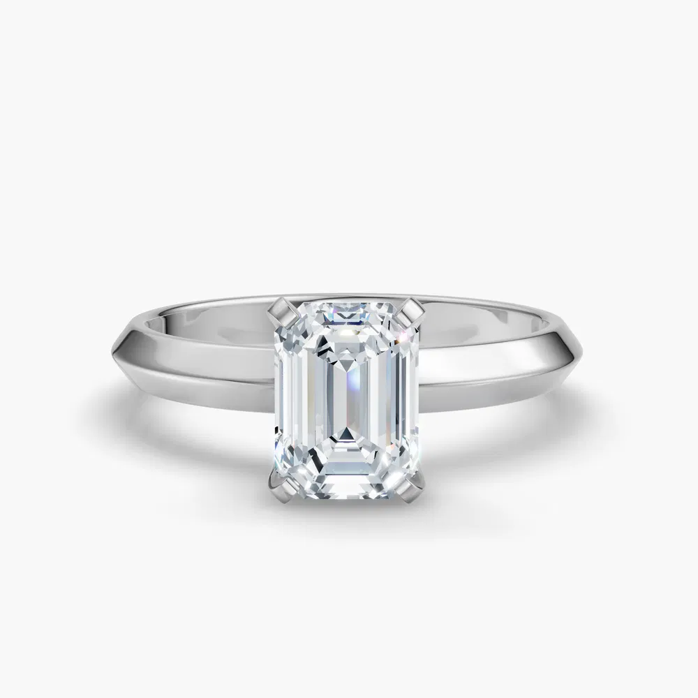 Marshi 1 carat Lab Grown Diamond Emerald Cut Solitaire, Classic, Simple Engagement Ring in 14K White Gold