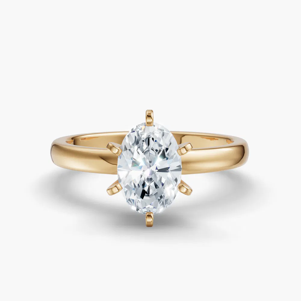 Certified 1 carat Lab Grown Diamond Oval Cut Solitaire, Classic, Simple Engagement Ring in 18K Yellow Gold-Thaly