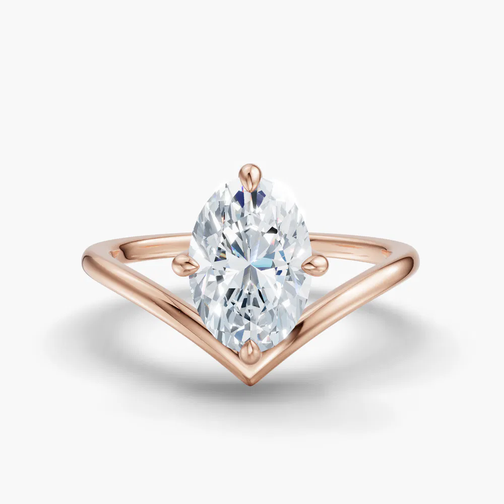 Certified 1 carat Lab Grown Diamond Oval Cut Solitaire, Floating Engagement Ring in 14K Rose Gold-Lira