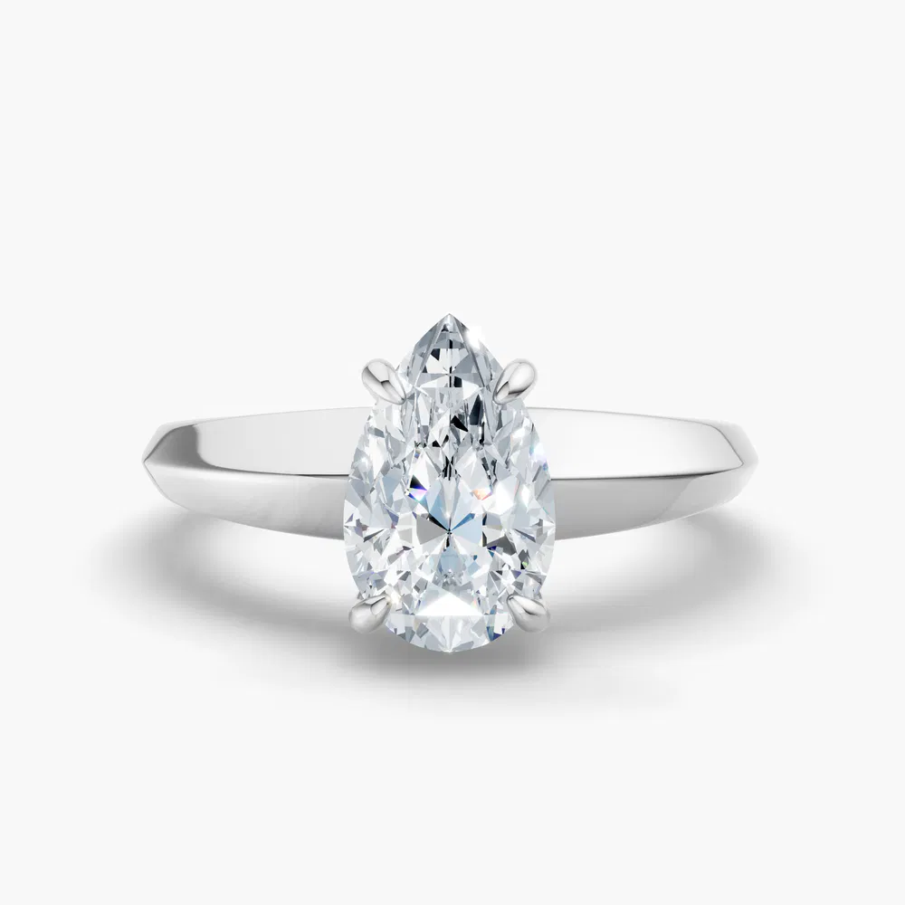 Certified 1 carat Lab Grown Diamond Pear Cut Solitaire, Classic, Simple Engagement Ring in 18K White Gold-Jynx