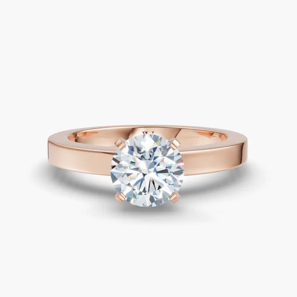 Elun 1 carat Lab Grown Diamond Round Cut Solitaire, Classic, Simple Engagement Ring in 18K Rose Gold