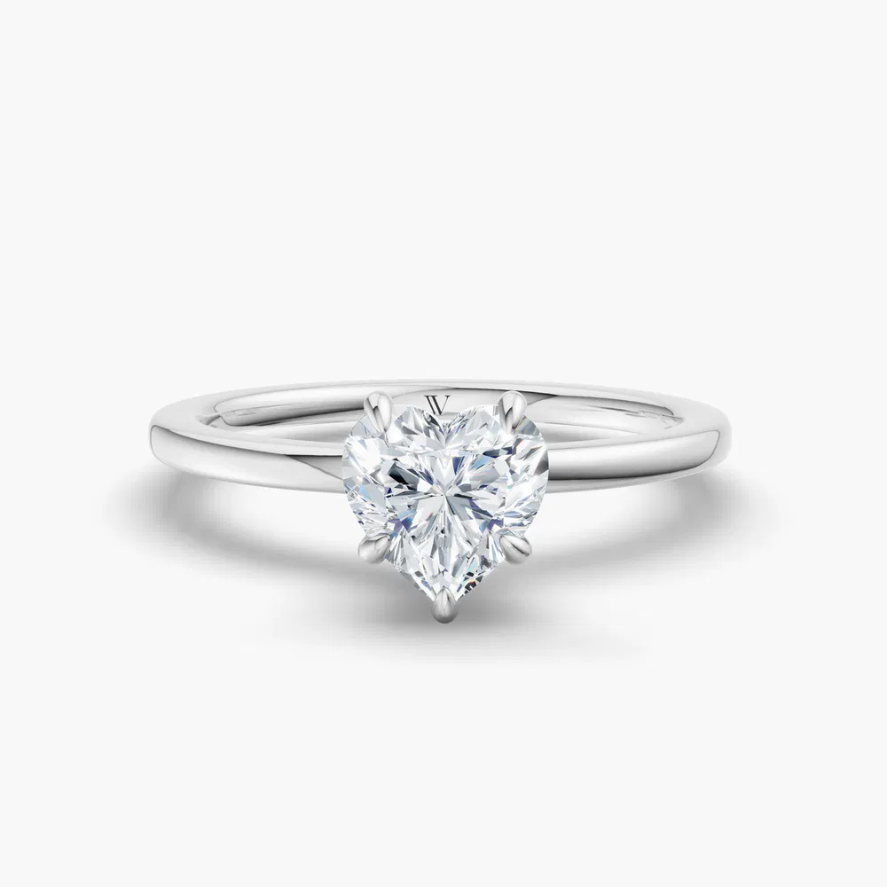 Helia 1 carat Lab Grown Diamond Heart Cut Hidden Halo Engagement Ring in 14K White Gold