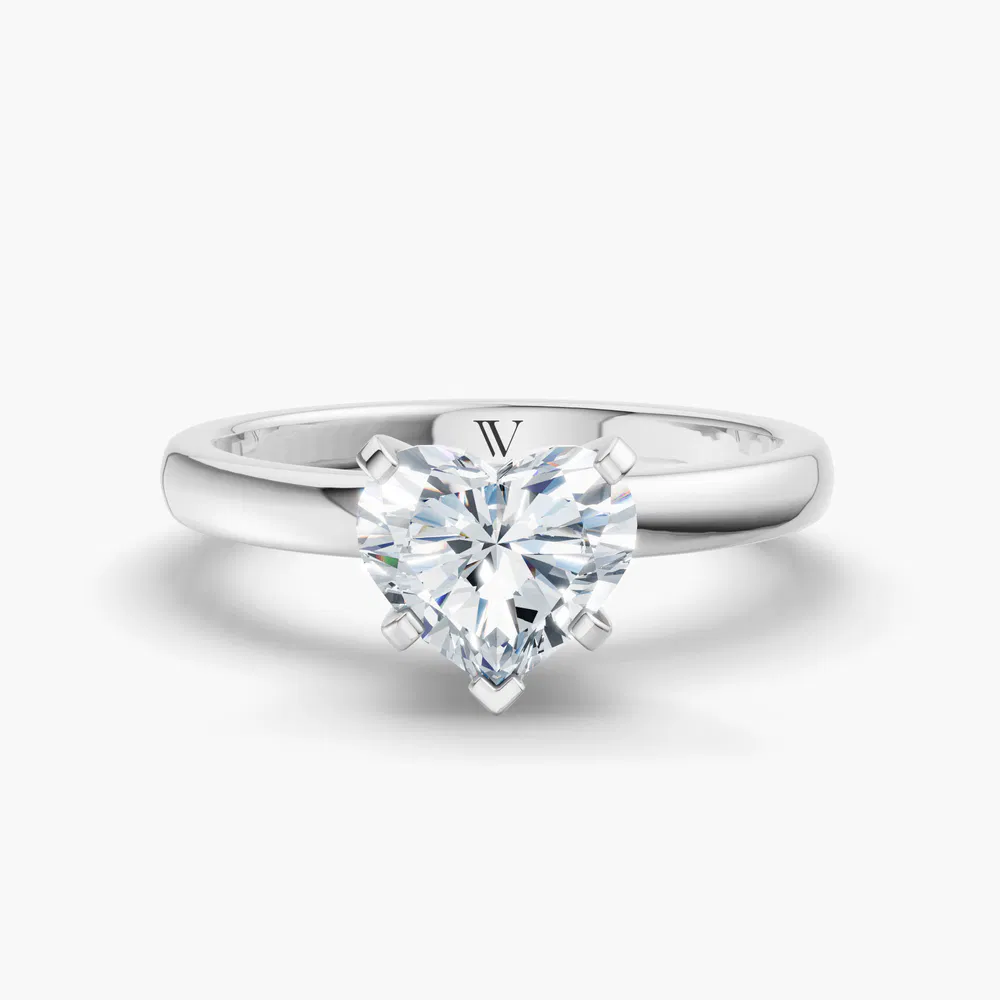 Thaly 1 carat Lab Grown Diamond Heart Cut Solitaire, Classic, Simple Engagement Ring in 14K White Gold
