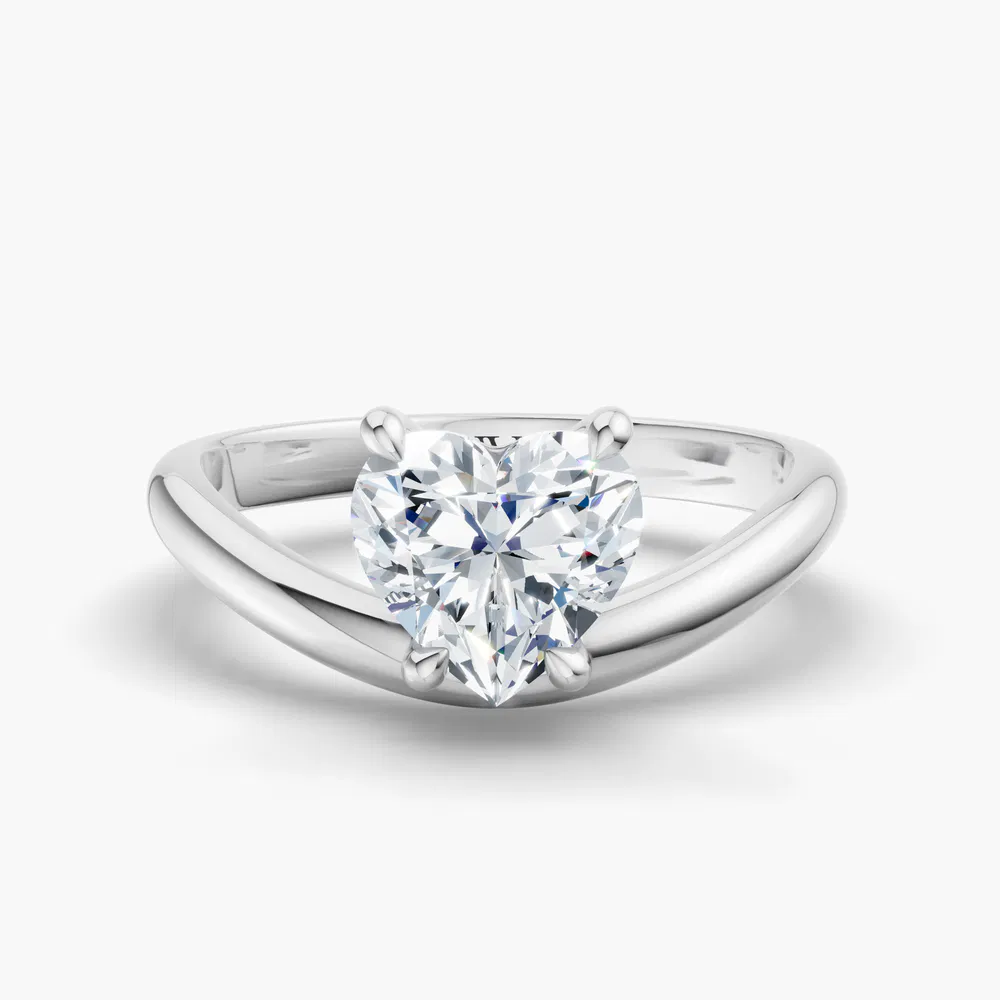 Thal 1 carat Lab Grown Diamond Heart Cut Solitaire, Floating Engagement Ring in 14K White Gold