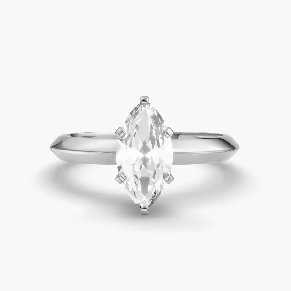 Aurori 1 carat Lab Grown Diamond Marquise Cut Solitaire, Classic, Simple Engagement Ring in 14K White Gold
