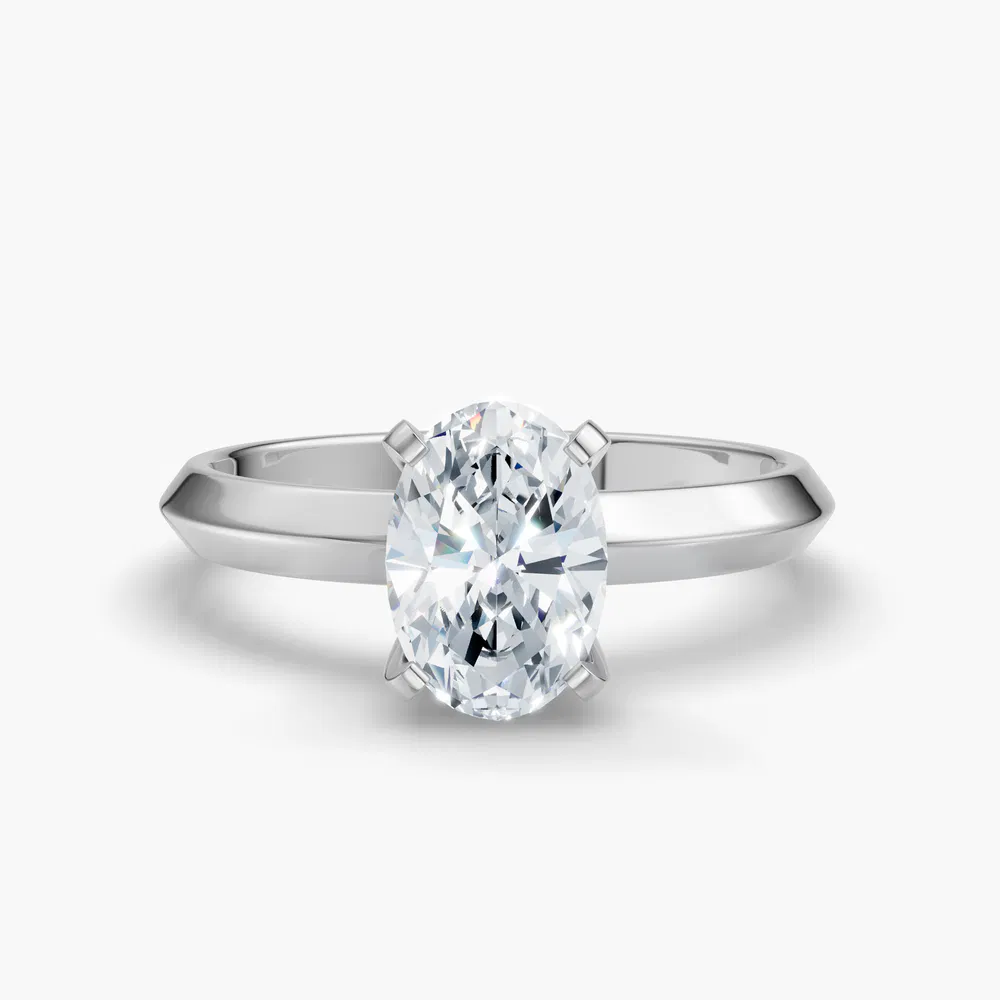 Certified 1 carat Lab Grown Diamond Oval Cut Solitaire, Classic, Simple Engagement Ring in 14K White Gold-Marshi