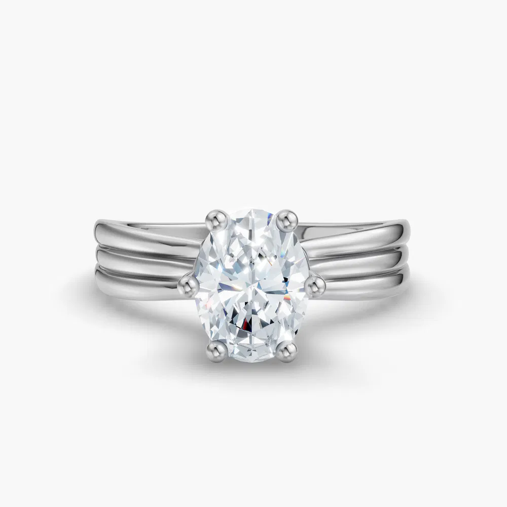 Certified 3 carat Lab Grown Diamond Oval Cut Solitaire, Floating Engagement Ring in 14K White Gold-Celest