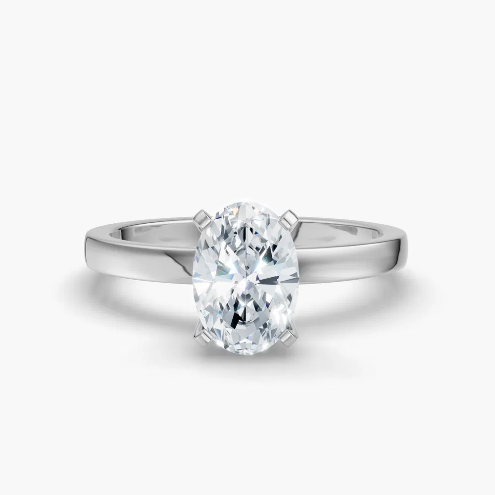 Certified 5 carat Lab Grown Diamond Oval Cut Solitaire, Classic, Simple Engagement Ring in 14K White Gold-Ocea