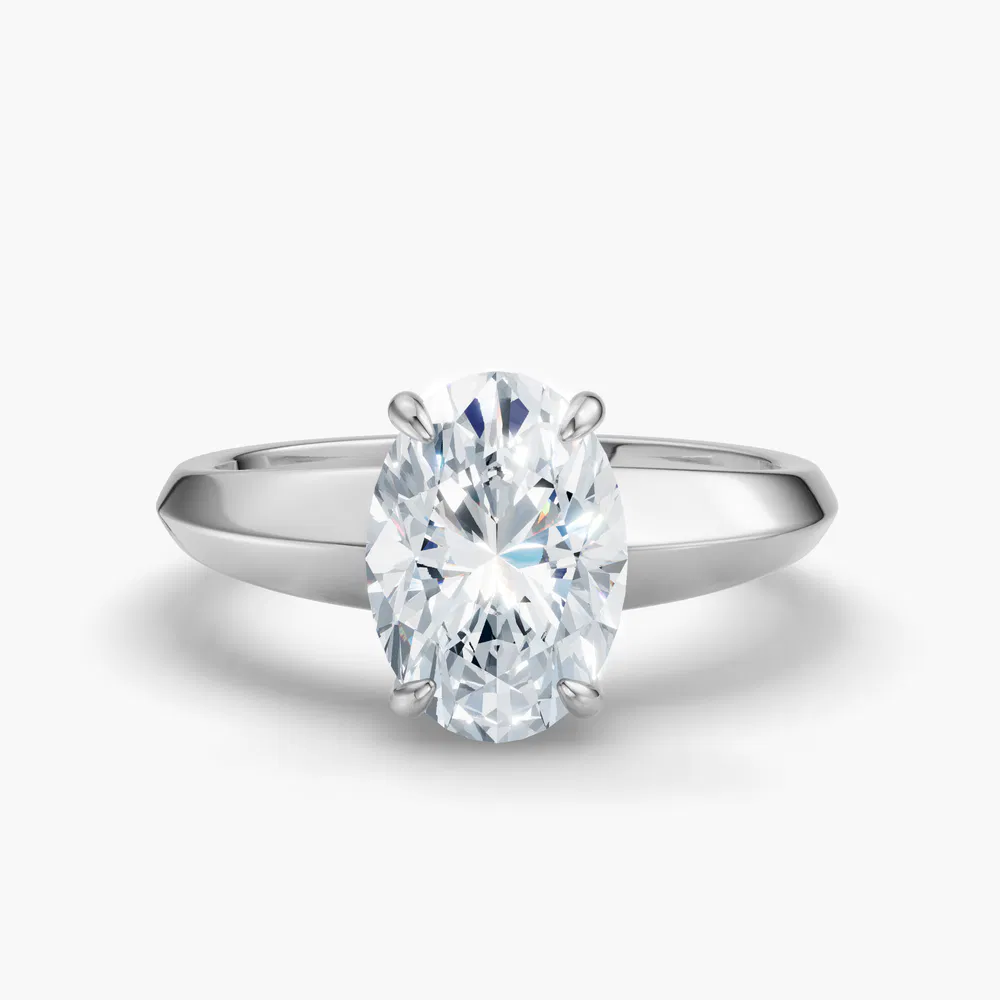 Jynx 1 carat Lab Grown Diamond Oval Cut Solitaire, Low profile, Classic Engagement Ring in 14K White Gold
