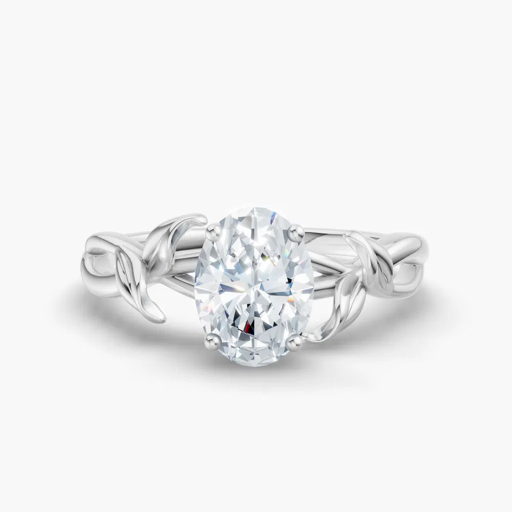 Mirel 1 carat Lab Grown Diamond Oval Cut Solitaire, Vintage, Split Shank Engagement Ring in 14K White Gold