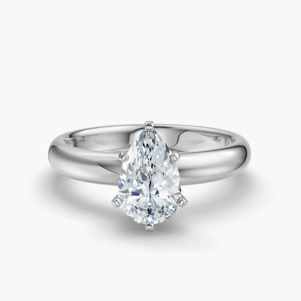 Certified 2 carat Lab Grown Diamond Pear Cut Solitaire, Classic, Simple Engagement Ring in 14K White Gold-Sorrq
