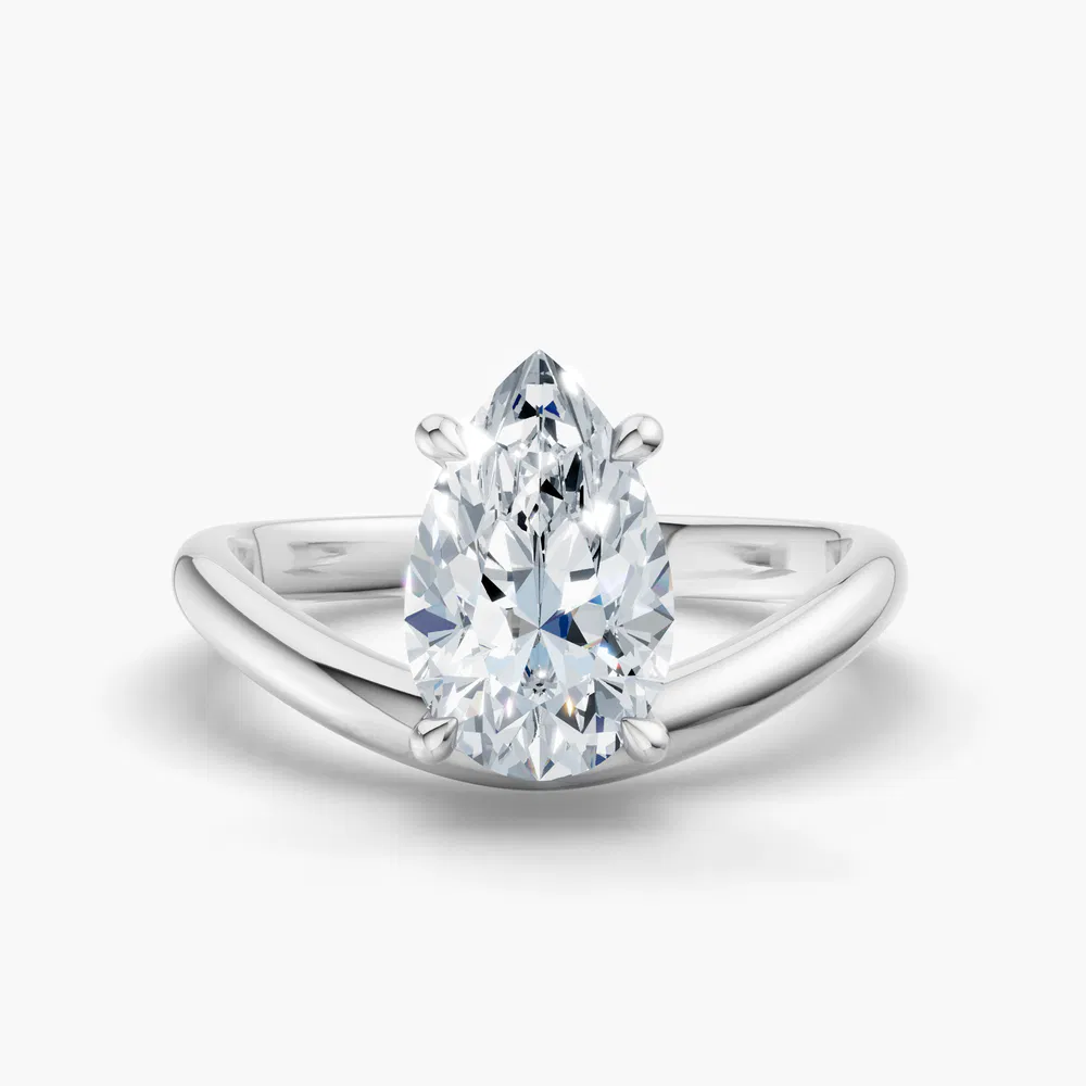 Certified 2 carat Lab Grown Diamond Pear Cut Solitaire, Floating Engagement Ring in 14K White Gold-Thal
