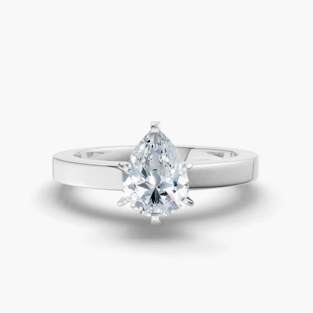 Elun 1 carat Lab Grown Diamond Pear Cut Solitaire, Classic, Simple Engagement Ring in 14K White Gold