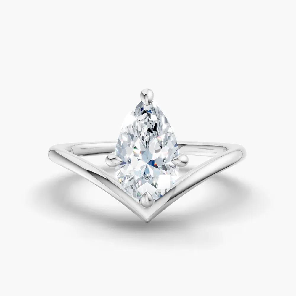 Lira 1 carat Lab Grown Diamond Pear Cut Solitaire, Floating Engagement Ring in 14K White Gold