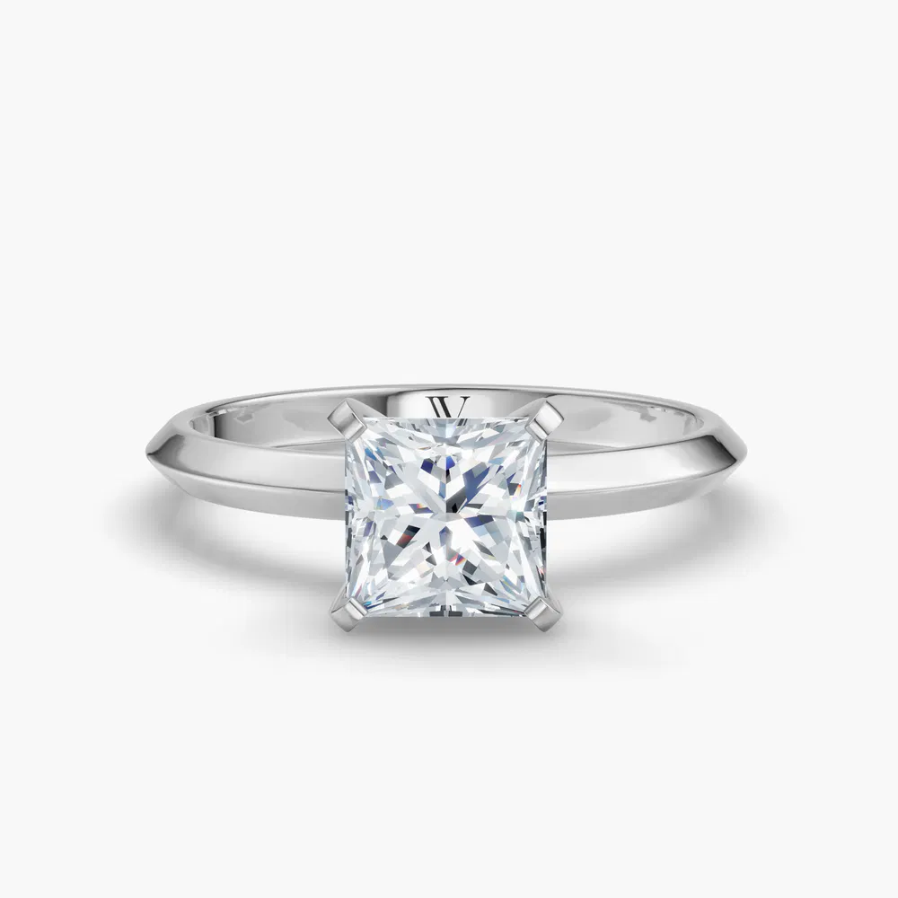 Sylun 1 carat Lab Grown Diamond Princess Cut Solitaire, Classic, Simple Engagement Ring in 14K White Gold