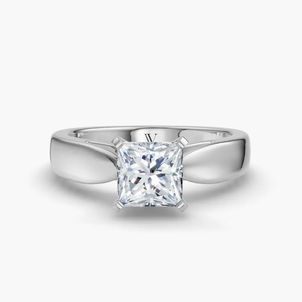 Arlo 1 carat Lab Grown Diamond Princess Cut Solitaire, Cathedral Engagement Ring in 14K White Gold
