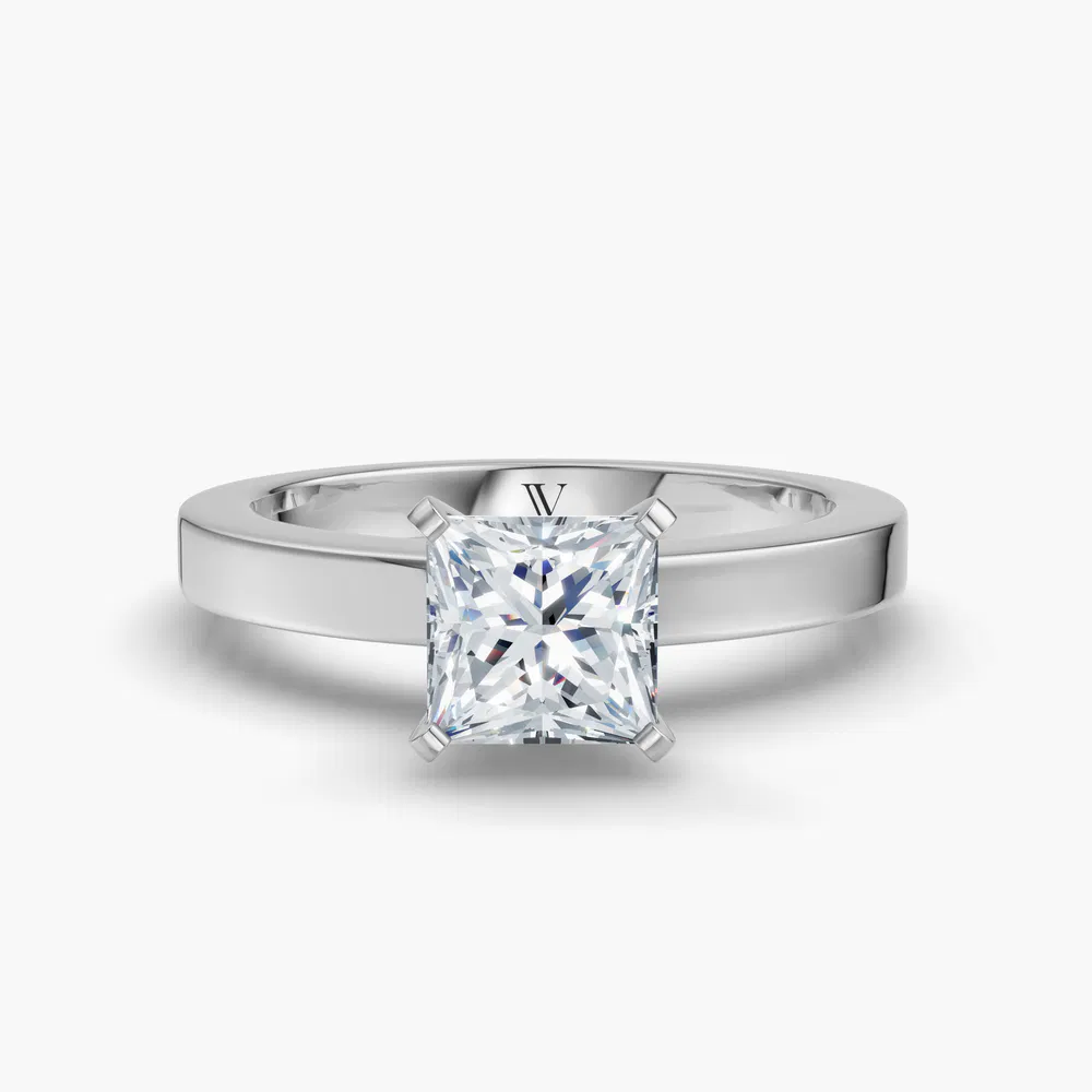 Elun 1 carat Lab Grown Diamond Princess Cut Solitaire, Classic, Simple Engagement Ring in 14K White Gold